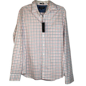 Banana Republic Dress Shirt Men Sz L Blue Organic Cotton Untucked Fit Office New